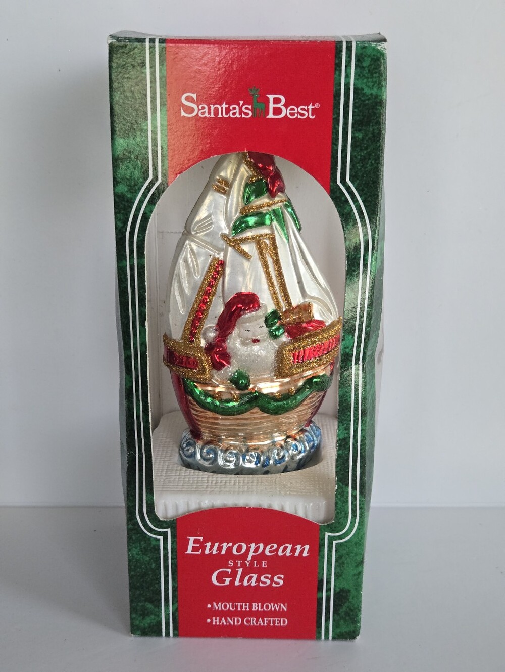 NOS Vintage 1996 Santas Best European Style Santa Claus Mouth Blown Ornament 6"